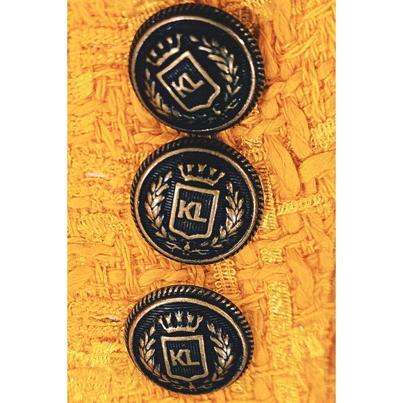 NEW Karl Lagerfeld Paris Double Breasted Tweed Blazer sz 10 Golden Orange - Picture 5 of 12